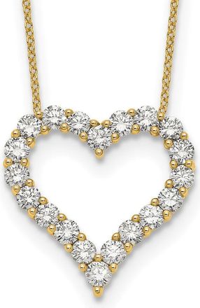 Diamond2Deal 14k Gold 2 Ct Lab Grown Diamond Open Heart Pendant Necklace 18