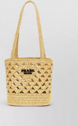 Prada crochet logo tote bag dual handles