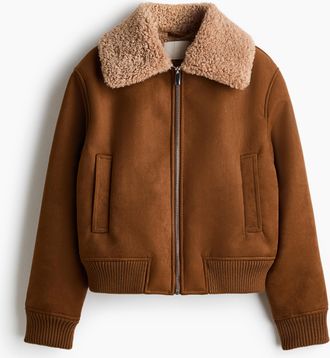 H&M Jacke mit Teddyfleece-Kragen - Beige