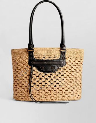 Balenciaga city medium basket bag leather trim