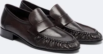 The Row Soft ruched leather loafers