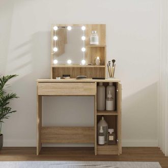 vidaXL Tocador Con Led Color Roble Sonoma 86,5x35x136 Cm Vidaxl