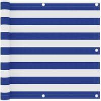 OEM Biombo Para Balc&oacute;n, Blanco Y Azul, 90 X 500 Cm, Tela Oxford - Crezuo