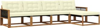 vidaXL Conjunto De Sof&aacute;s De Exterior 5 Uds. Natural Y Crema Vidaxl