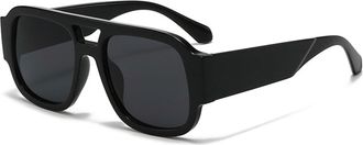 Generic Square Large Frame Sunglasses Mens And Womens Outdoor Commuter Party Photo Shooting Sports Sun Glasses(Black)