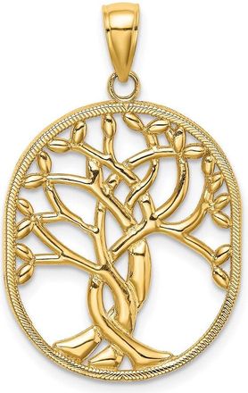 Diamond2Deal 14k Yellow Gold Tree of Life Celtic Knot in Oval Frame Pendant