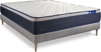 Actisom Somier gris + colch&oacute;n con l&aacute;tex y espuma viscoel&aacute;stica 140 x 190