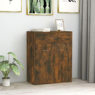 vidaXL Vidaxl - Aparador Madera Contrachapada Color Roble Ahumado 60x30x75 Cm