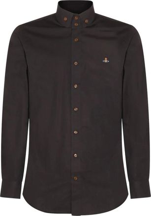 Vivienne Westwood Zwarte Orb Logo Katoenen Overhemd - Heren - Casual Overhemden - Zwart - L - Katoen - Overhemden