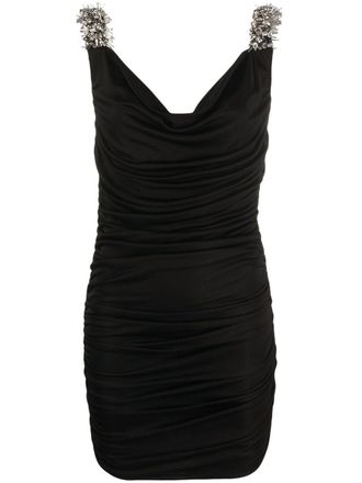 Pinko Isola embellished gathered mini dress - women - Viscose - L - Black