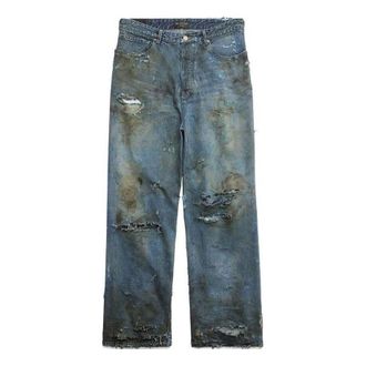 Balenciaga Super Destroyed Baggy Pants Light Blue 745248TNW014012