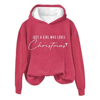 Generic Today Clearance Tunic Sweatshirt for Women Just A Girl Who Loves Christmas Sweatshirt Xmas Sweater For Women Crewneck Pullover Tops Next Sale Clearanc