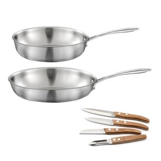 Cuisinox Lote de 1 sart&eacute;n de acero inoxidable 28 cm, 1 cazo salteador 24 cm, 1