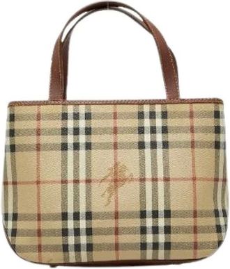 Burberry Pre-owned Handbags, female, Beige, Size: ONE SIZE Pre-owned Canvas Handbag