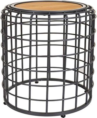 Wanderlust Deco Wanderlust Deco - Mesa De Centro De Metal Y Madera Negra 44x44x45