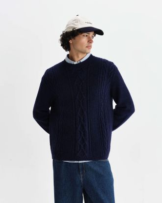 Wax London Brush Cable Sweater - Navy