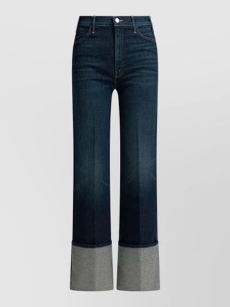 Mother wide leg jeans folded cuffs five pockets
