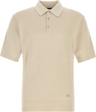 Dolce & Gabbana Cream Beige Cotton Ribbed Polo