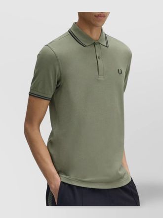 Fred Perry polo shirt with ribbed cuffs and short sleeves