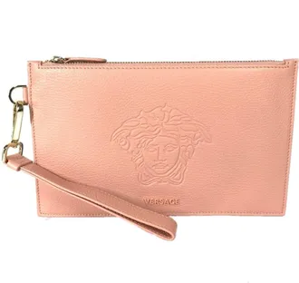 Versace Pink Leather Clutch Bag Pouch (Pre-Owned)