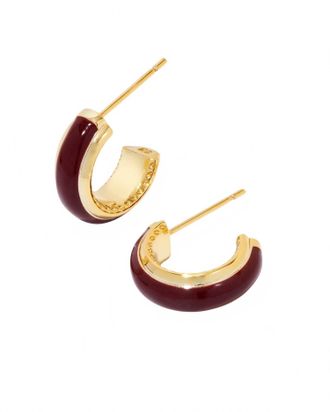 Kendra Scott Womens Ainsley Huggie Earrings In Gold Burgundy Enamel