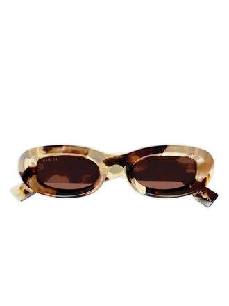 Gucci oval-frame sunglasses - women - Acetate - One Size - Brown