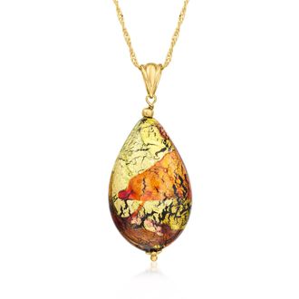 Ross-Simons Italian Multicolored Murano Glass Pendant Necklace in 18kt Gold Over Sterling