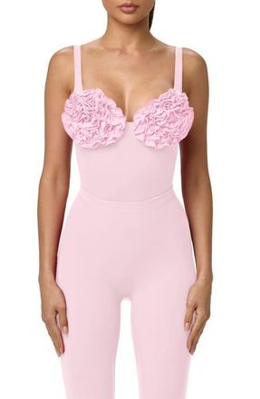 Naked Wardrobe Rosette Bust Bodysuit in Cotton Candy at Nordstrom, Size X-Large
