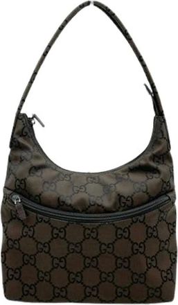 Gucci Pre-owned Shoulder Bags, female, Brown, Size: ONE SIZE Pre-owned Vintage Nylon Shoulder Bag