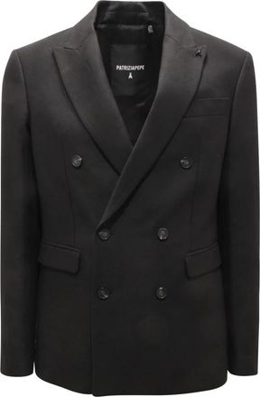 Patrizia Pepe Double-Breasted Regular Jas - Heren - Blazers - Zwart - S - Linnen - Jassen