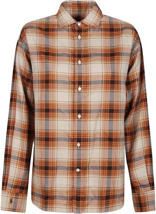 Ralph Lauren Tan Multicolor Button Front Shirt - Dames - Overhemden - Veelkleurig - 2XS - Katoen - Overhemden