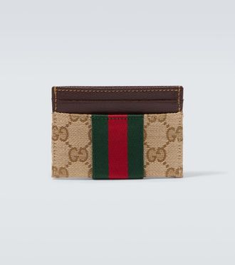 Gucci Portacarte Web Stripe in canvas GG
