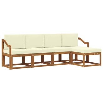 vidaXL Conjunto De Sof&aacute;s De Exterior Con Coj&iacute;n 5 Pcs Natural Y Crema Vidaxl