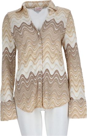 MC2 Saint Barth Ivory Abstract Pattern Long-Sleeve Shirt