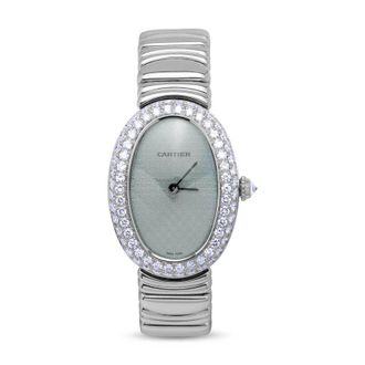 Cartier Pre-owned Cartier Baignoire Quartz Diamond Blue Dial Ladies Watch 1955