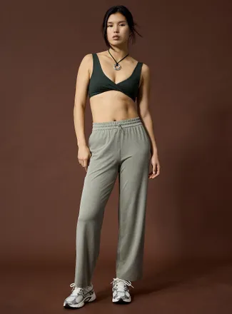 I.FIV5 Womens Toggle-waist ultra-soft wide-leg pant