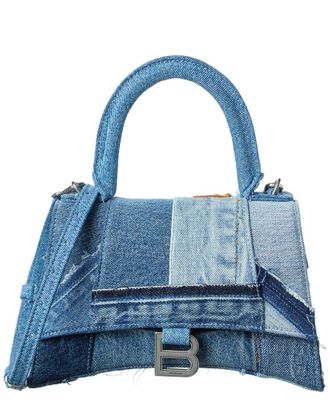 Balenciaga Hourglass Small Denim Top Handle Shoulder Bag