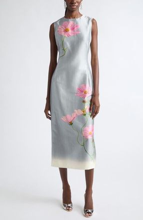 Oscar De La Renta Cosmos Mikako Midi Dress in Pink/grey at Nordstrom, Size 12
