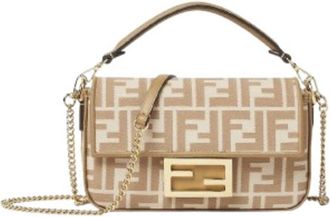 Fendi FF Jacquard Fabric Mini Baguette Bag