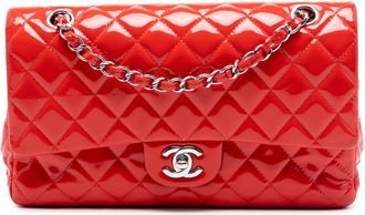 Chanel Pre-owned Womens Medium Classic Patent Double Flap - Red Leather - One Size