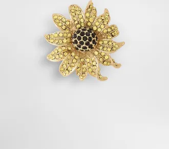 Dolce & Gabbana Sartoria Floral Brooch With Rhinestones - Man Bijoux Gold Metal Onesize