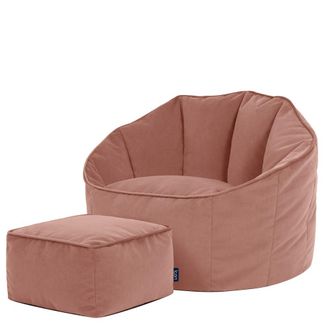 Icon Brand Puf sill&oacute;n concha con reposapi&eacute;s cuadrado de terciopelo amanecer rosa