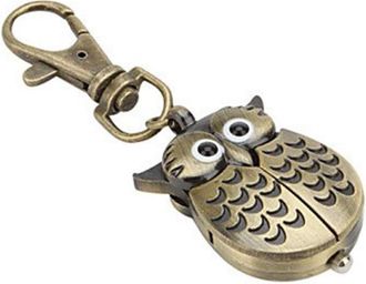 Generic 1Pcs Owl Clock Pendant Keychain Vintage Keyring Buckle For Hand Bag Car Door Key Ornament Decoration Creative And Exquisite Workmanship