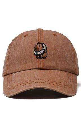 Dalix Capybara Donut Embroidered Cap in Washed Orange at Nordstrom