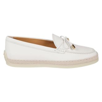 Tod's Tods, Loafers, female, White, Size: 7 1/2 US Lace-detail Loafers