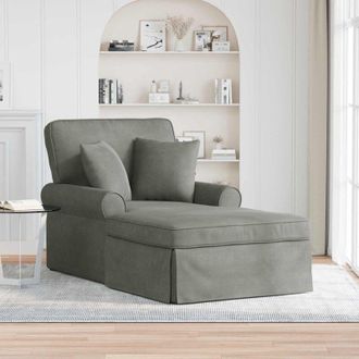 vidaXL Chaise Lounge Con Falda Con Coj&iacute;n 3 Pcs Gris Claro Tela De Pana Vidaxl
