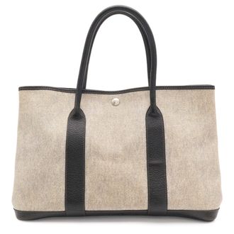 Herm&egrave;s Black Gray Yellow Leather Toile H Handbag Tote Bag (Pre-Owned)