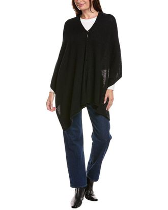 Amicale Cashmere Button Shoulder Cashmere Poncho