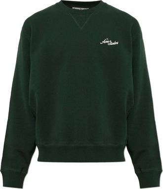 Acne Studios Hoodies & sweatvesten, Heren, Groen, S/M, Katoen, Fleece Sweatshirt met Logo
