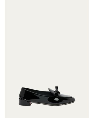 Christian Louboutin Mocastrass Embellished Patent Leather Loafers
